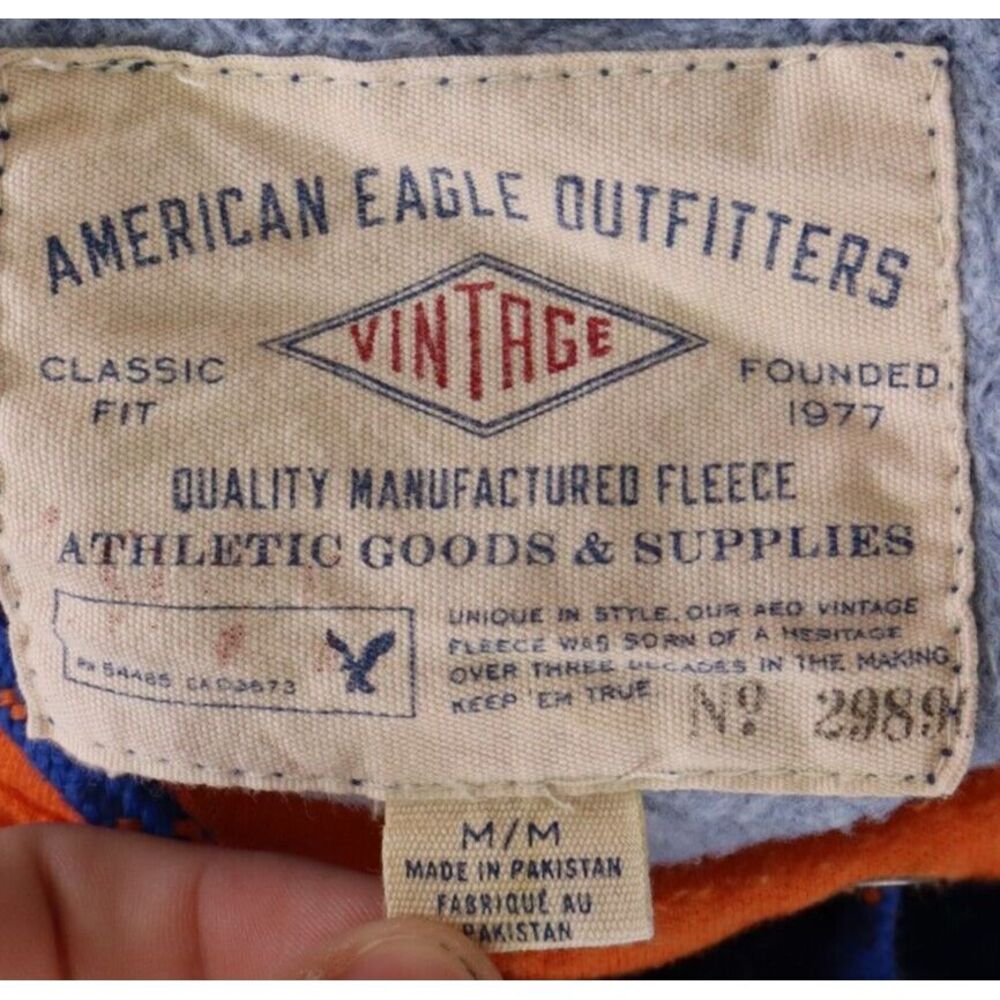 American Eagle VTG Hoodie Sweatshirt Mens Sz M Multicolor Colorblock Long Sleeve - Picture 6 of 6